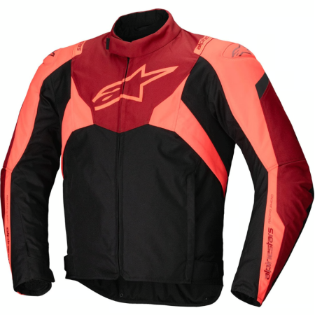 CHAQUETA ALPINESTARS T-JAWS V4 WATERPROOF NEGRA ROJO FLUOR ROJO OSCURO