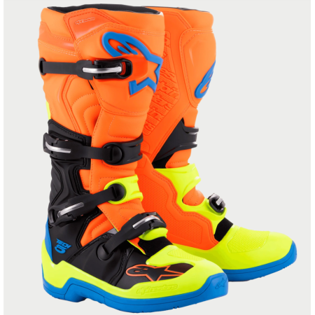 BOTA ALPINESTARS TECH-5 NEGRA NARANJA FLUOR AZUL