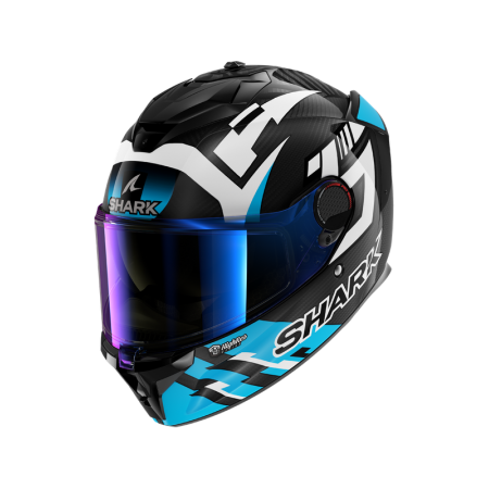 CASCO SHARK SPARTAN GT PRO  ZARCO TRACK RACER CARBON WHITE BLUE