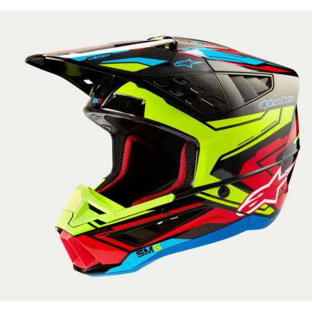 Casco Alpinestars S-M5 Action 2 ECE Negro Amarillo Fluo Rojo Brillante