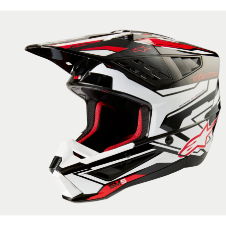 Casco Alpinestars S-M5 Action 2 ECE Negro Blanco Rojo vivo Brillante