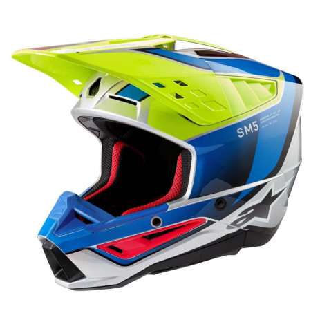 Casco Alpinestars S-M5 SAIL  YELLOW FLUO ENAMEL BLUE SILV G