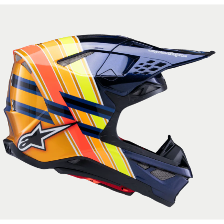 Casco Alpinestars S-M10  TLD EDICIÓN 25 AZUL DRK ORG YLW ROJO FLUO GLSY