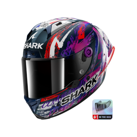 CASCO SHARK AERON-GP FIM RACING 1 REPLICA ZARCO SIGNATURE Carbon White Violet