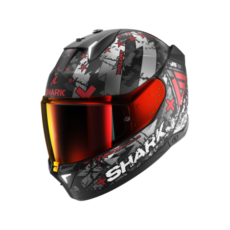 CASCO SHARK SKWAL i3 SKWAL i3 HELLCAT Mat Black Chrom Red