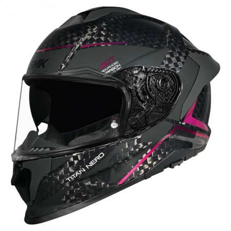 CASCO SMK TITAN CARBON NERO DECORADO BRILLO ROSA