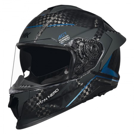 CASCO SMK TITAN CARBON NERO DECORADO BRILLO AZUL