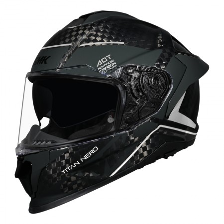 CASCO SMK TITAN CARBON NERO DECORADO BRILLO BLANCO